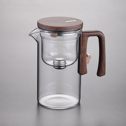 Boutique Tea Pot Matching Cup Glass Wood Handle Tea Tray Tea Water Separation