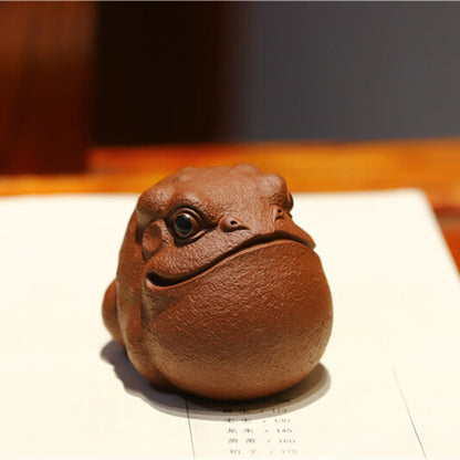 Handmade Mascot Yixing Zisha Tea Pet Wealthy Toad Statue Family Ornament Small