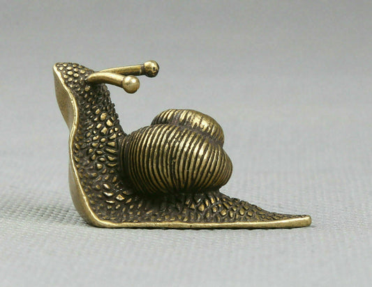 Rare Chinese old bronze handmade Small Snail Statue figure Tea pet decoration