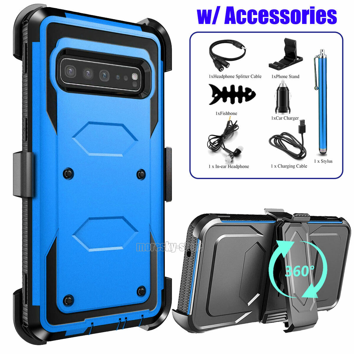 For Samsung Galaxy S10 5G Heavy Duty Clip Holder Belt Case Cover, w/ Accessories
