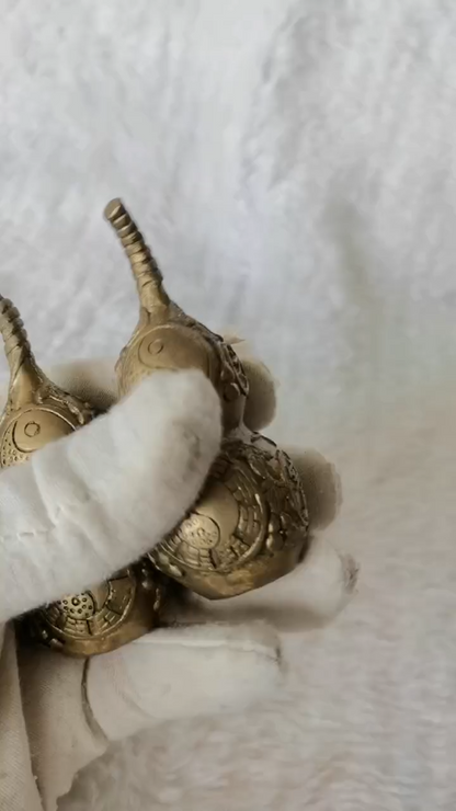 Vintage Chinese Pair Brass TAI-CHI Bottle Gourd