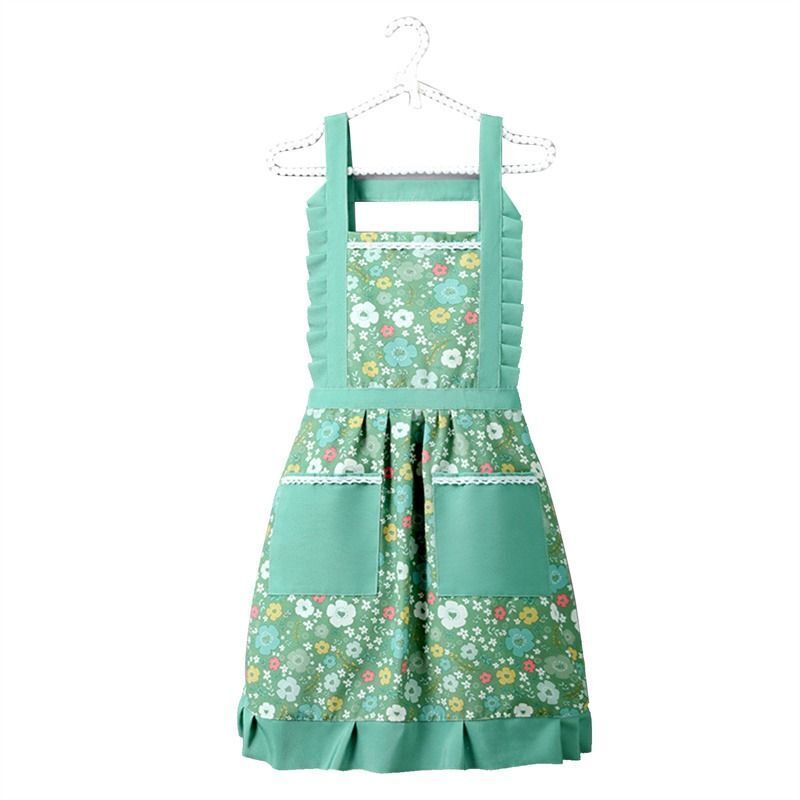 Cooking Aprons Cotton Canvas Floral Home Kitchen Fashion Thin Breathable 65x65cm