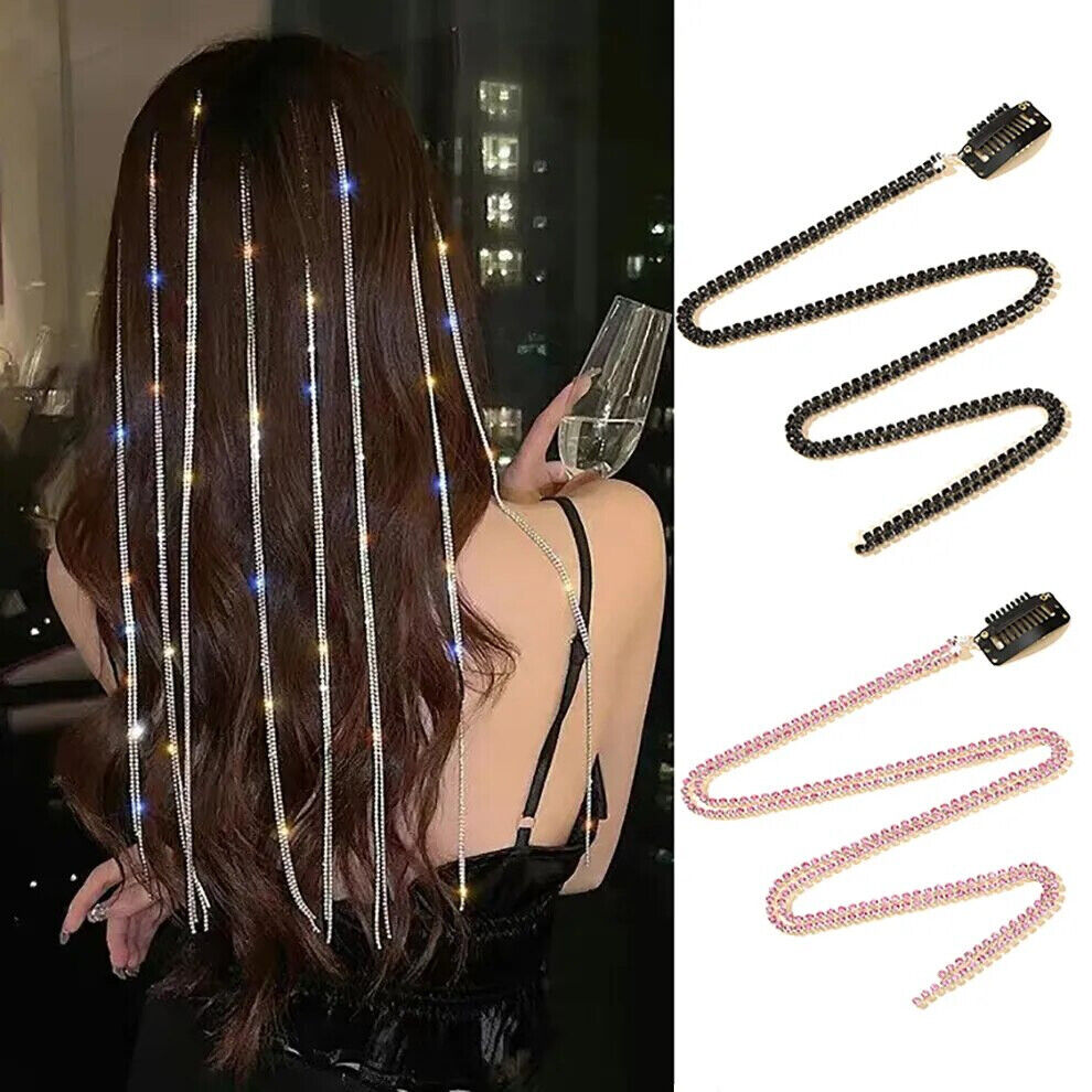 Women Tassel Hair Clip Alloy Shiny Chain Hairpin Barrettes Braided Headband Pony