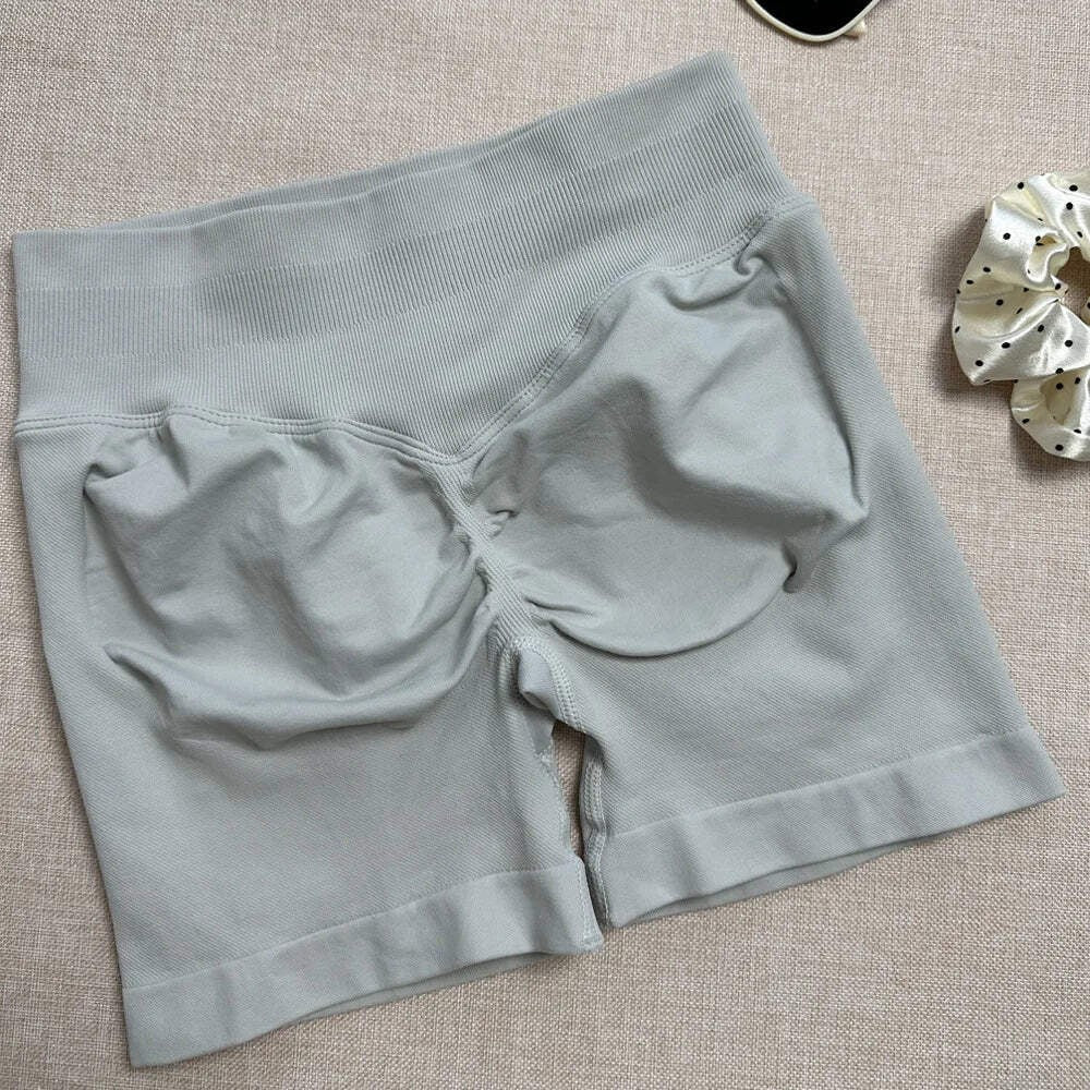 Seamless Ribbed Yoga Shorts Scrunch Lift