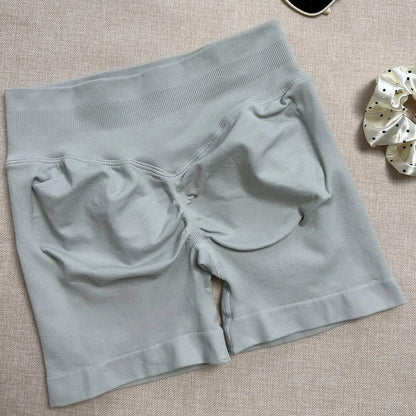 Seamless Ribbed Yoga Shorts Scrunch Lift