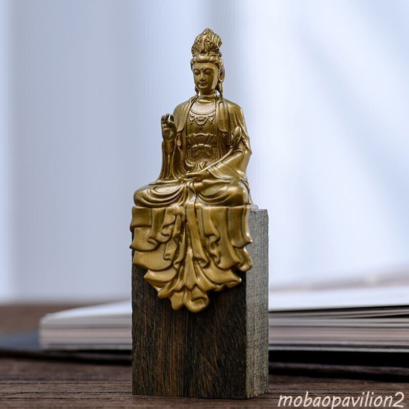 Bronze Copper Statue Carved Buddha Kwan-Yin Bodhisattva Decor Figurine Decorate