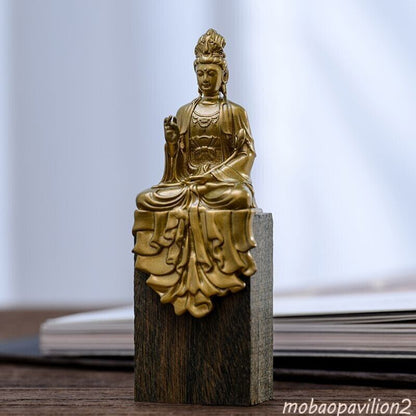 Bronze Copper Statue Carved Buddha Kwan-Yin Bodhisattva Decor Figurine Decorate