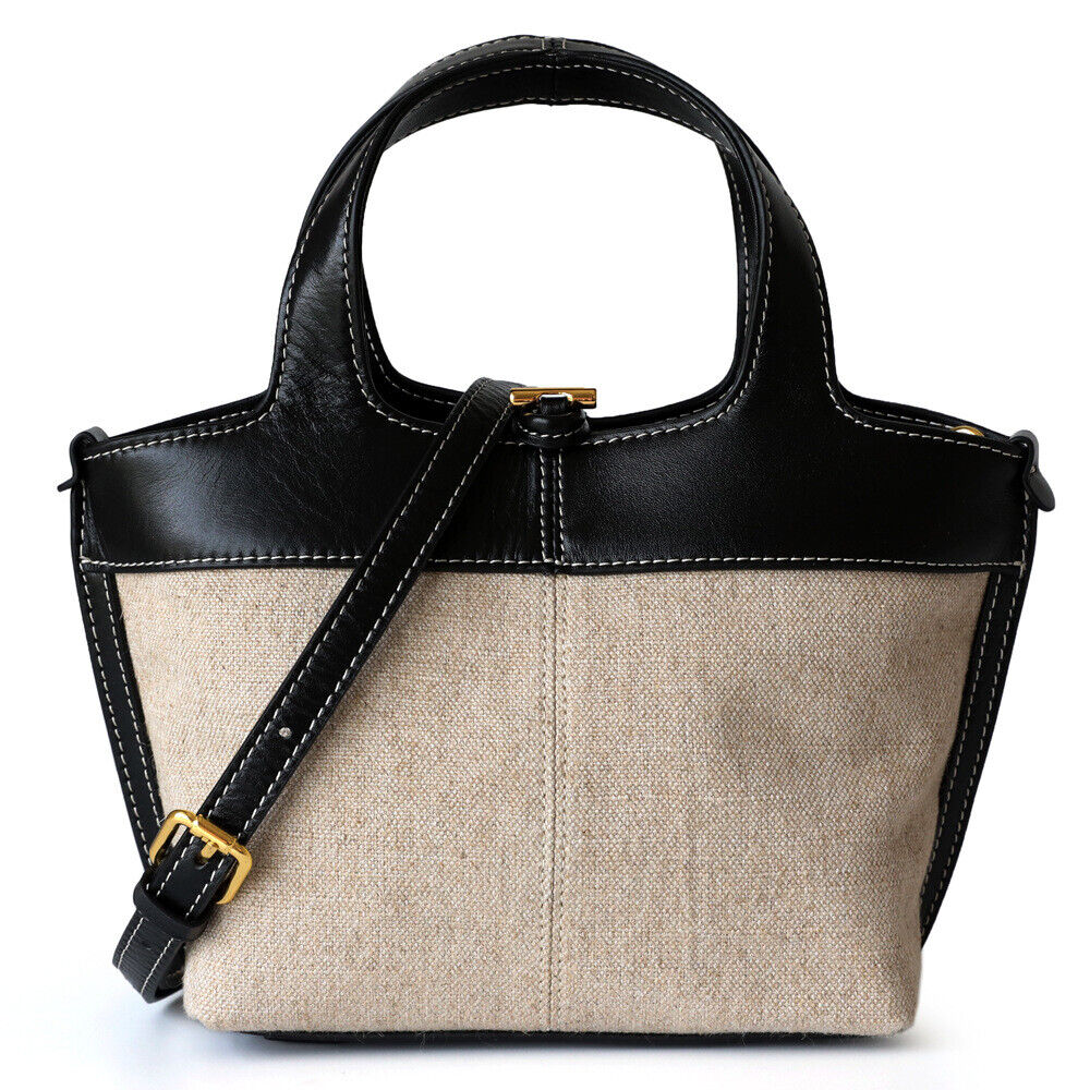 Small Mini Leather Canvas Tote Purse Shoulder Bag Tote Clutch Crossbody Handbag