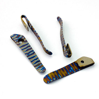 1PC. TC4 Pocket Clip for Strider SMF / SNG Tiger grain roasted titanium