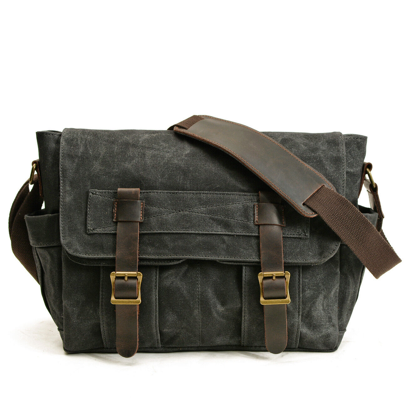 Canvas Shoulder Bag Cowhide Large Capacity Messenger Bag Motorcycle Side Bag