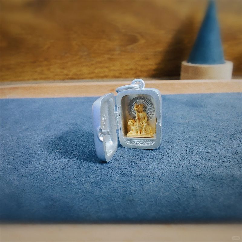 Mini Ksitigarbha Buddha Pendant Openable Necklace Plated Amulet Jewelry