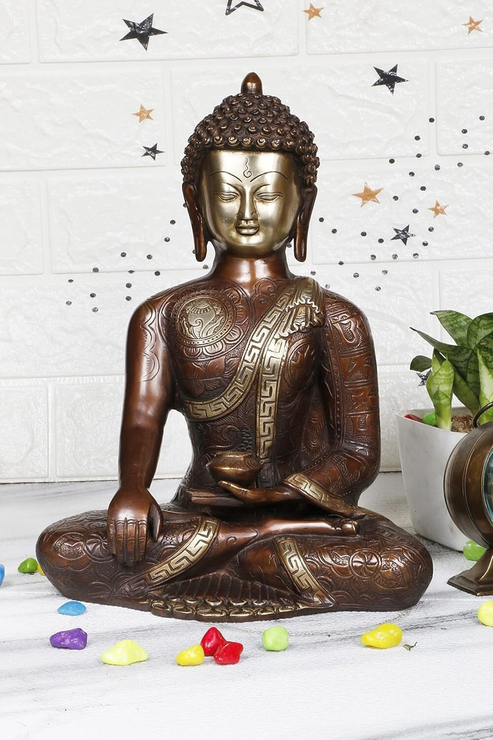 Brass Lord Gautam Buddha Idol Figurine Home Decor Vastu Feng Shui Buddhism