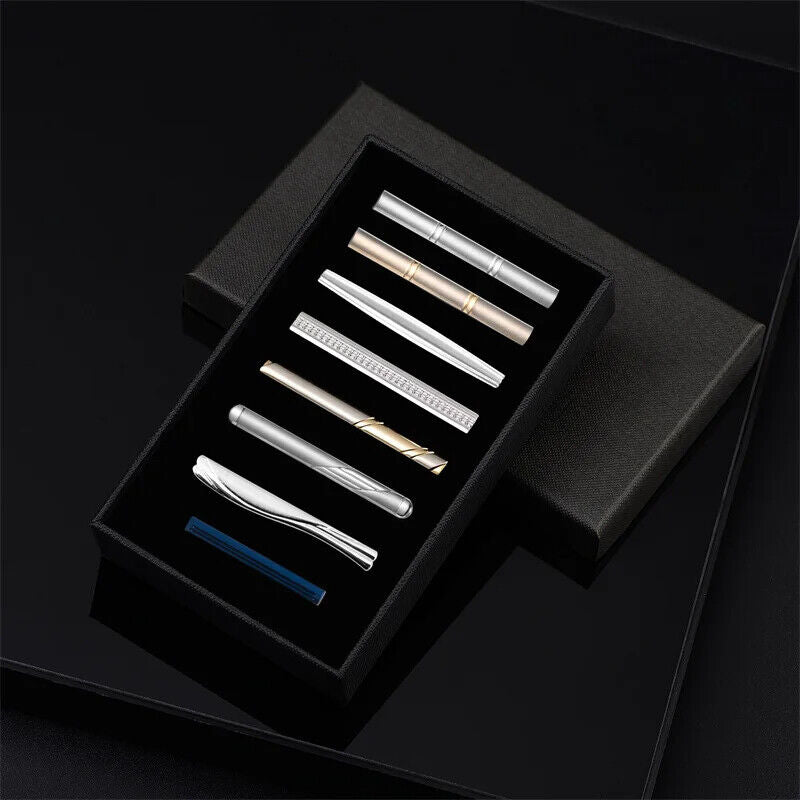 Tie Clips 8Pcs Copper Short Pins Set W/ Gift Box Accessories Men Shirt Cufflinks