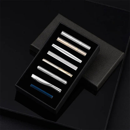 Tie Clips 8Pcs Copper Short Pins Set W/ Gift Box Accessories Men Shirt Cufflinks