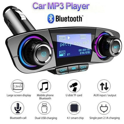 Car Bluetooth FM Transmitter MP3 Player Hands free Radio Adapter Kit USB Charger