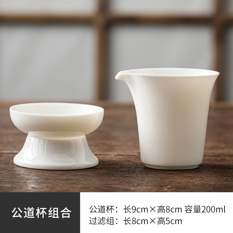 White Porcelain San Cai Gai Bowl Ceramics Dehua White Porcelain Kung Fu Tea Set