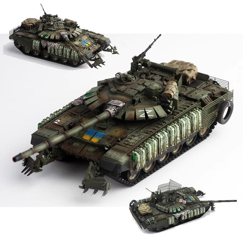 88MODLE 1/72 Ukrainian T-72B3M Tank Model War-damaged Version With Canopy Model