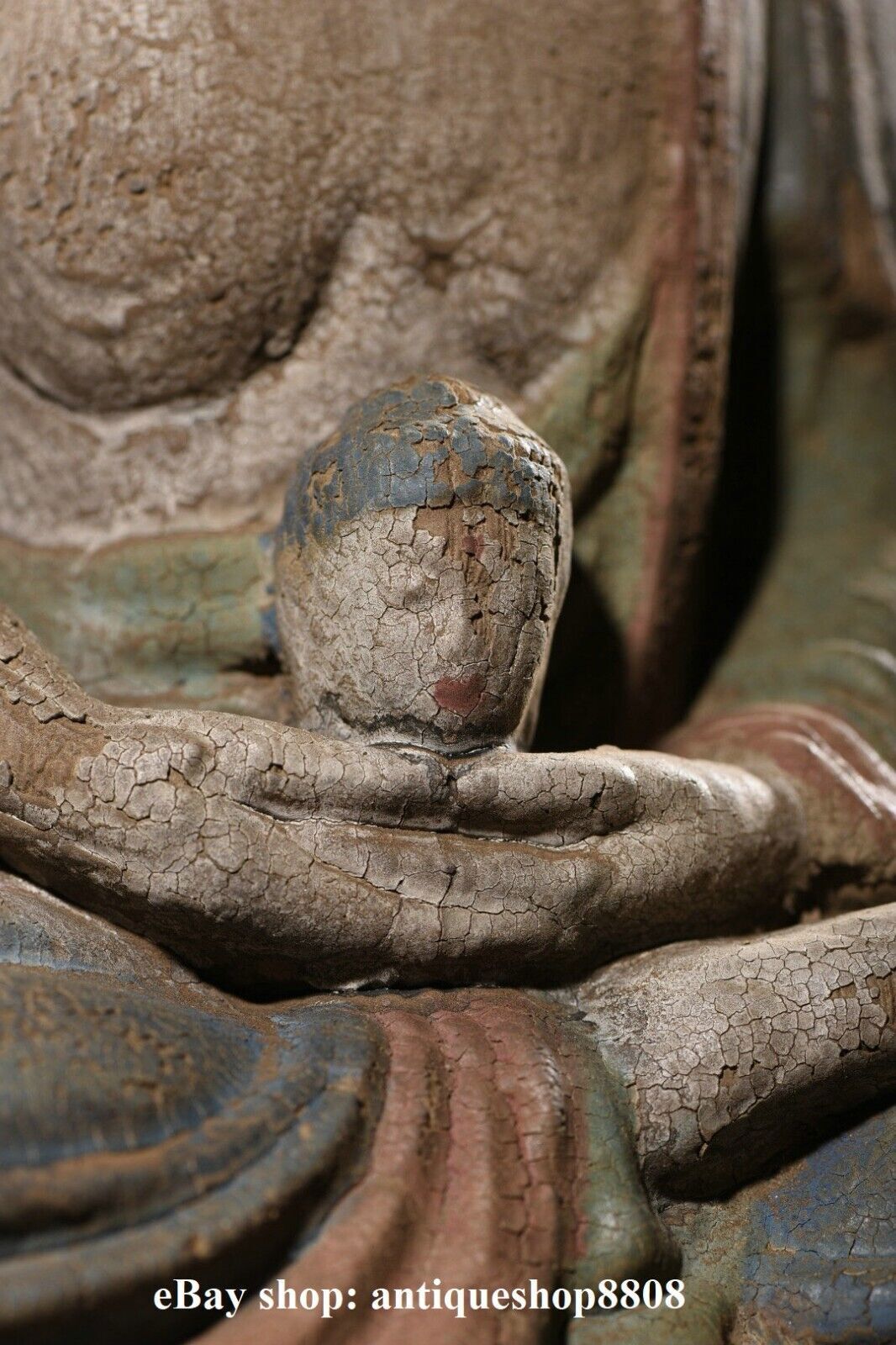 10" Tibet Buddhism Wood Carved Shakyamuni Amitabha Buddha Sakyamuni Statue S05
