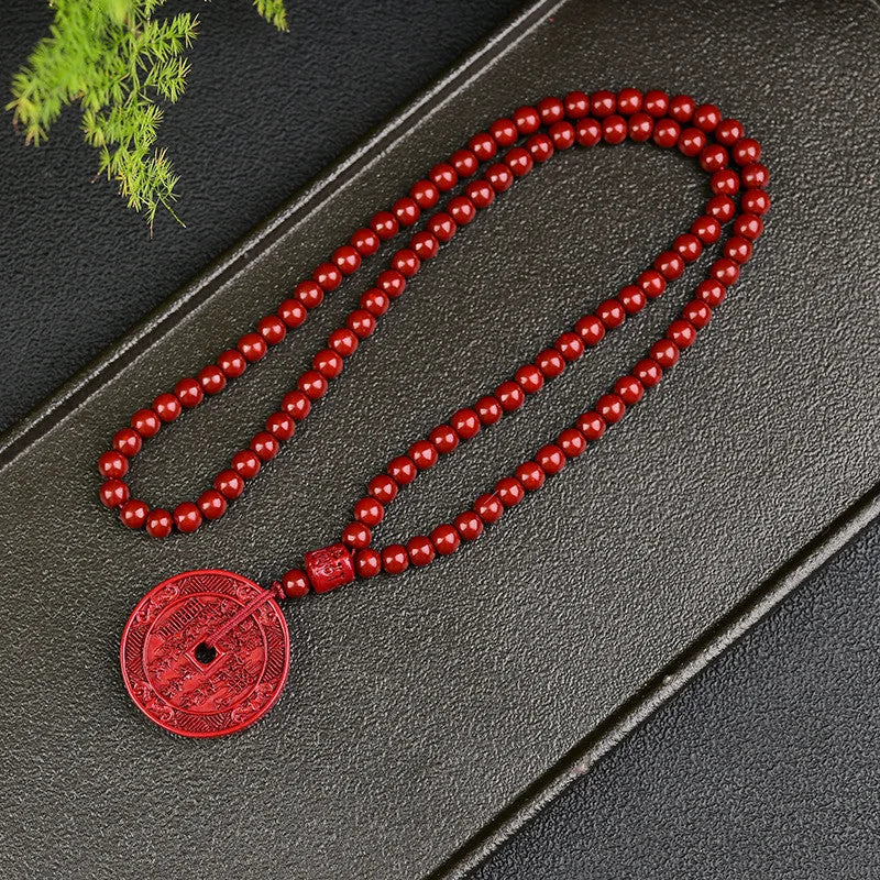 Cinnabar Necklaces108 Beads Amulet Peace Jewelry Sweater Chain