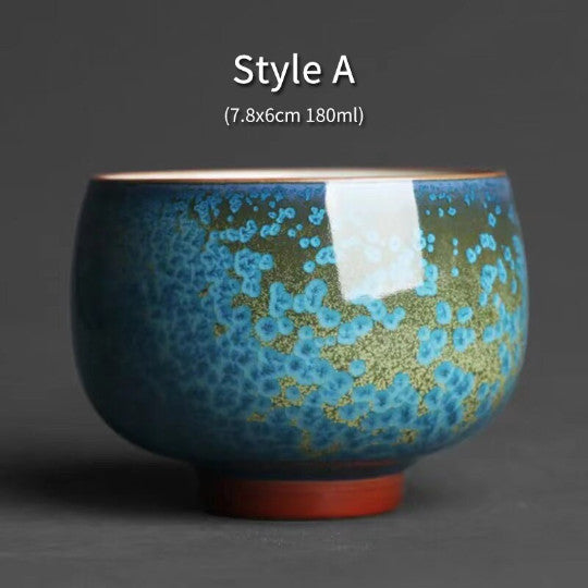 Novelty Ceramic Tea Cup Blue Ceramic Kung Fu Tea Cup