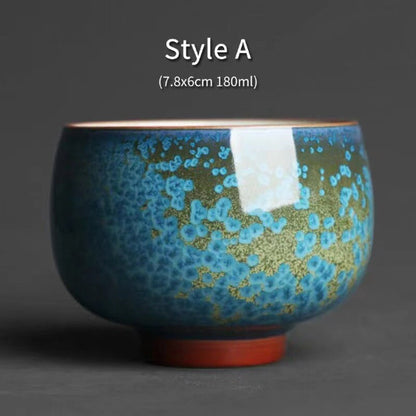 Novelty Ceramic Tea Cup Blue Ceramic Kung Fu Tea Cup