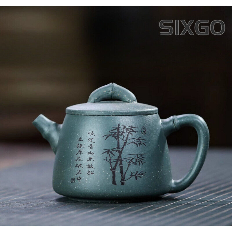 4.7" Chinese Yixing Zisha Pottery Black Zhu Clay 200CC Plum Blossom Teapot
