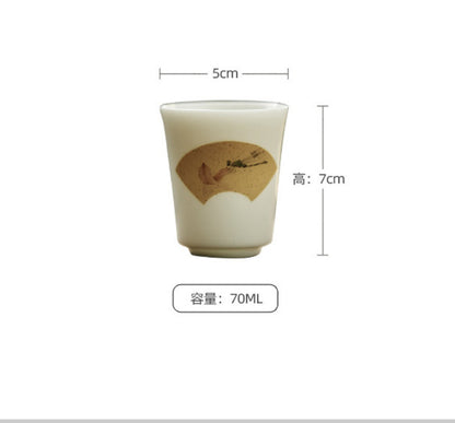 China Teacup Traditional Paint White Ceramic Porcelain Cup Tea Cup Mug Retro