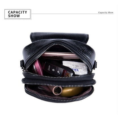 Mobile Phone Bag Genuine Leather Handbag Shoulder Bag Crossbody Purse Purple Red