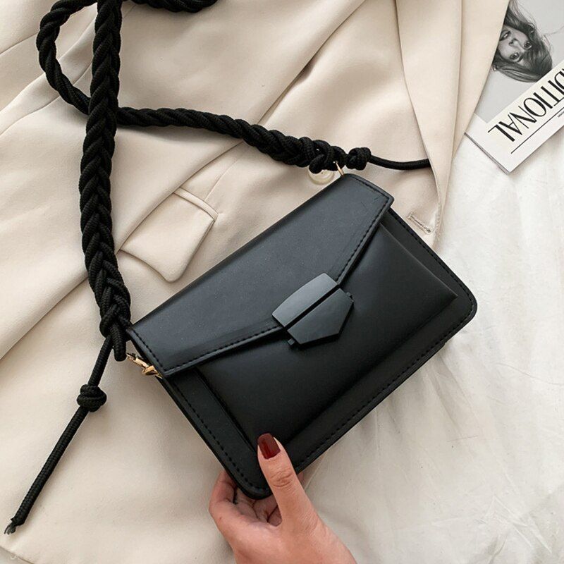 Shoulder Bag Weave Strap Crossbody Flap Messenger Purse Handbag Leather Pouch