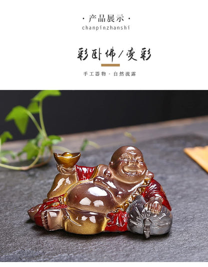 11.5cm Color Changing Tea Pet Ornaments Maitreya Buddha Tea Tray Tea Set