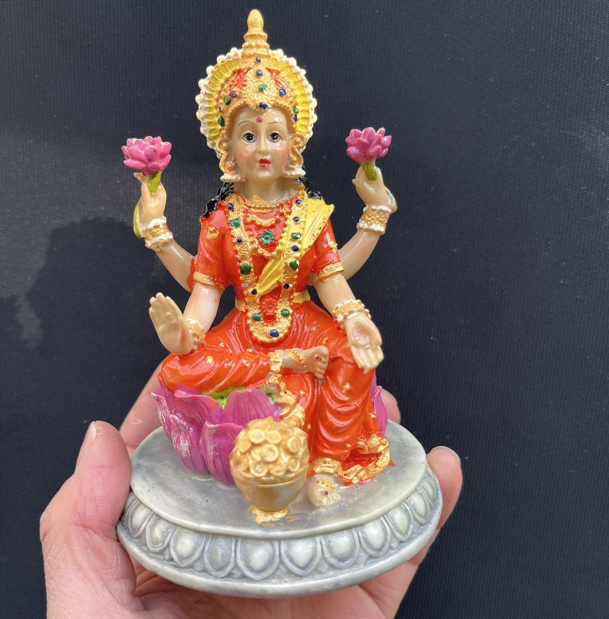 5" Lakshmi Statue Goddess of Wealth Vishnu Shakti Hindu Amulet