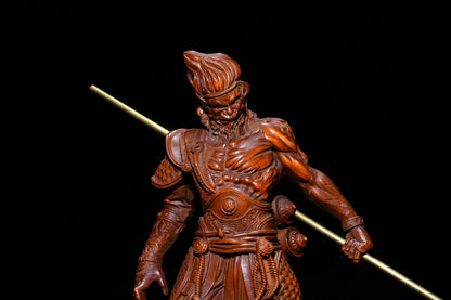 Chinese Collection Boxwood Hand-carved Exquisite Monkey King Sun WuKong Statue