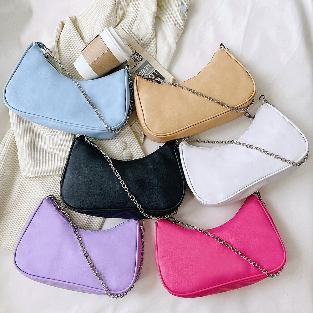 Women's Bag Solid Color Armpit Underarm Shoulder Bags Handbag Purse 270*160*60mm