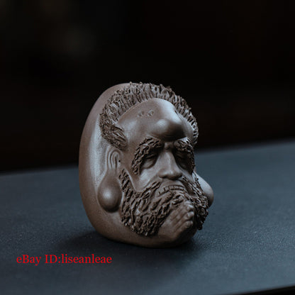 Purple Clay Tea Pet Bodhidharma Tea Table Decoration Ceramic Sculpture