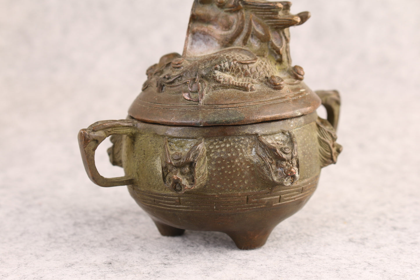 Rare Bronze Dragon Buddha Statue Figure Incense Burner Table Decor Tea Pet