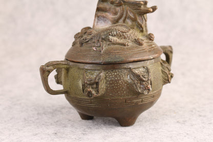 Rare Bronze Dragon Buddha Statue Figure Incense Burner Table Decor Tea Pet