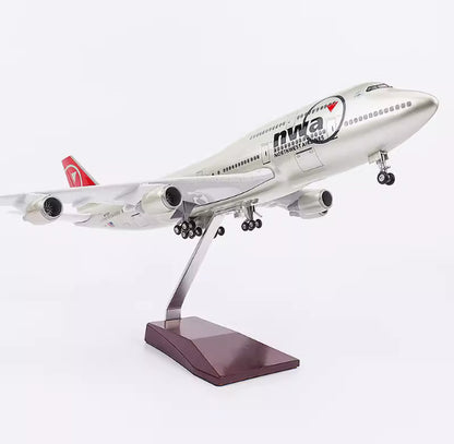1:150 47CM NWA BOEING 747-400 Airplane Landing Gear Resin Aircraft Plane Model