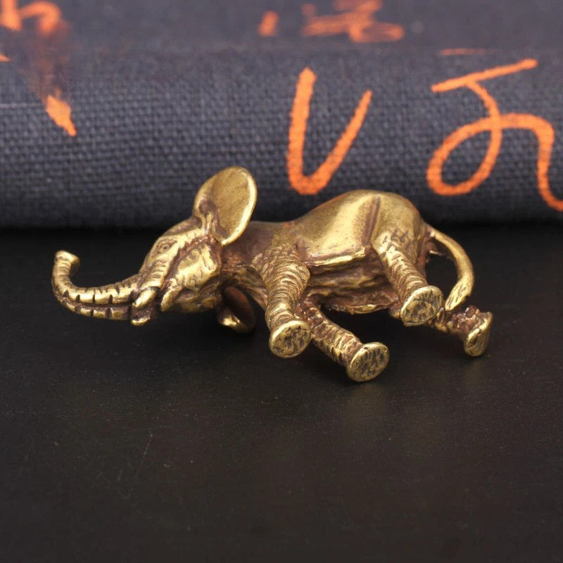 5.5cm Retro Brass Elephant Figurines Tea Pet Table Ornament Home Decoration
