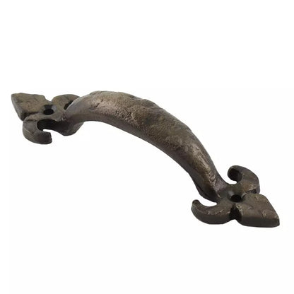 Set of 2 Antique Look Fleur De Lis Medium Metal Iron Cabinet Door Handles