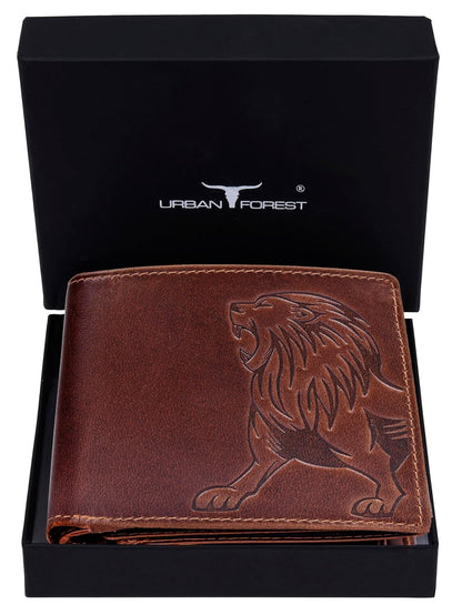New Caramel Brown Bi-Fold Leather Men's Wallet RFID Protection Gift Item