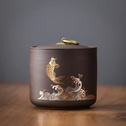 Chinese Ceramic Storage Jar, Purple Clay, Tea Jar, Home Candy Nut Sealed Box