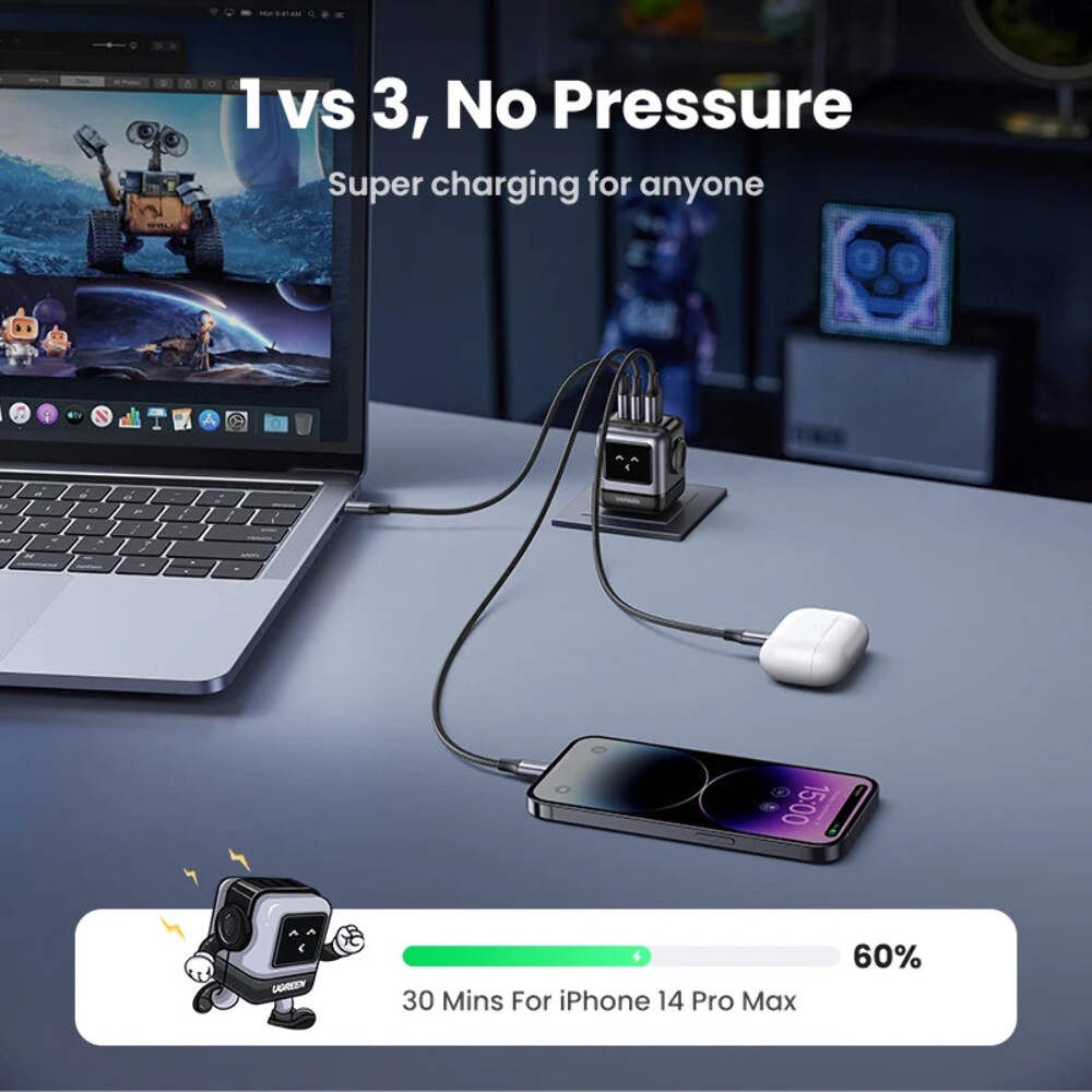 GaN 65W Fast Charger PD USB-C Quick Charge Adapter