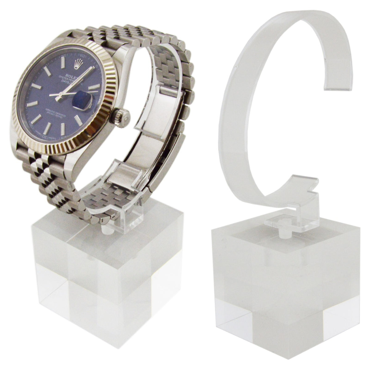 2 Pack of Crystal Clear Watch Stands with Sturdy Acrylic Weighted Base