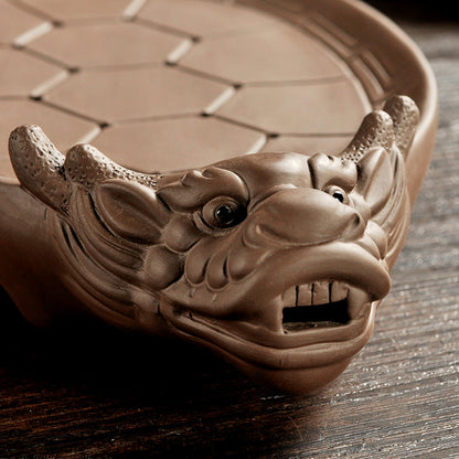 Creative Water Storage Tea Tray Turtle Statue Yixing Purple Clay Holder Plate