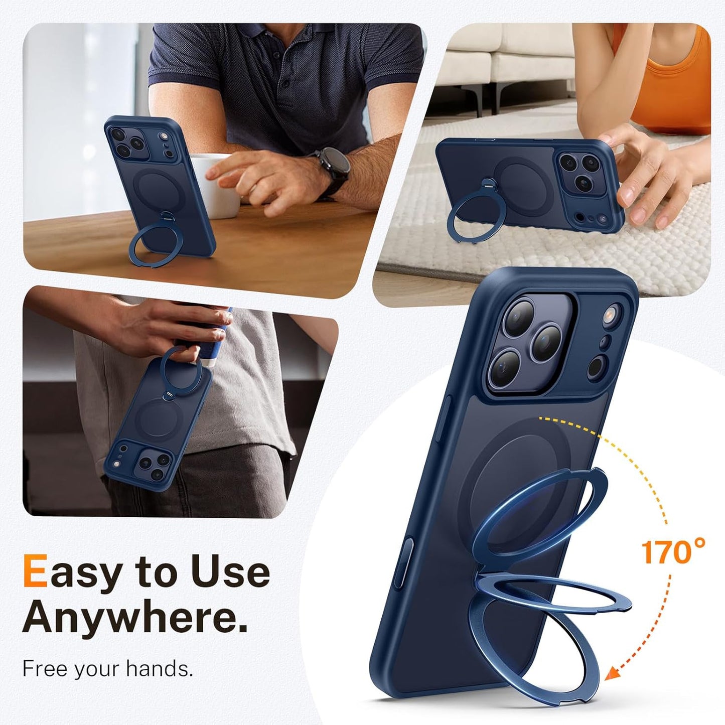 For Iphone 17 Pro Case: with 360° Spin Magnetic Stand, Camera Control Button, Fi