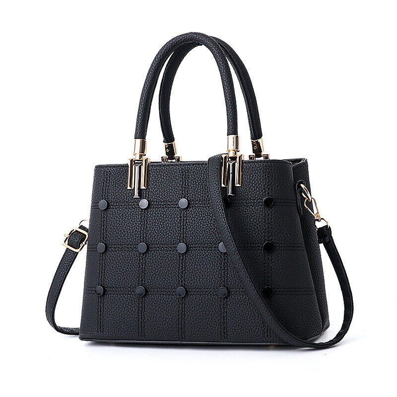 Fashion Women Lady PU Leather Handbag Rivet Purse Shoulder Satchel Messenger Bag