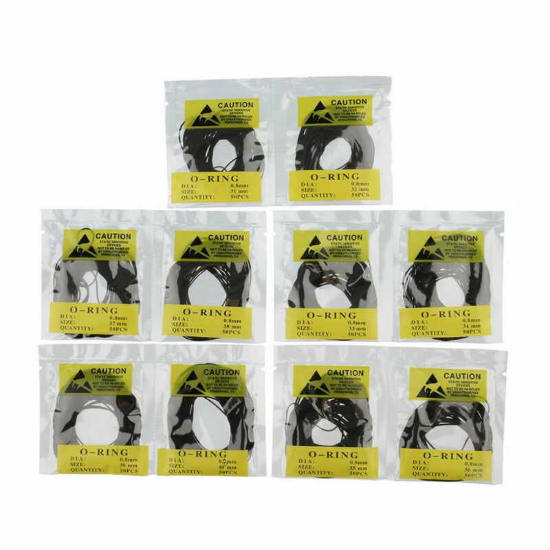 10 Sizes 500Pcs Dia 0.8mm 31-40mm Rubber O-Ring Watch Back Cover Seal Gaskets