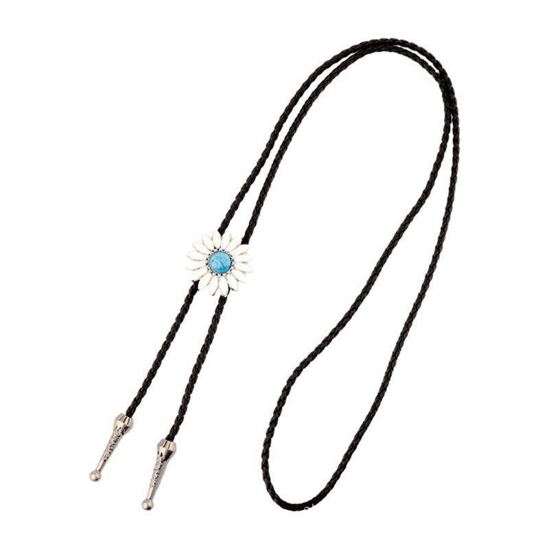 Men Bolo Tie Alloy Polyester Cowboy Flower Gemstones Shirts Sweaters Accessories