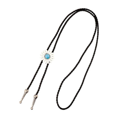 Men Bolo Tie Alloy Polyester Cowboy Flower Gemstones Shirts Sweaters Accessories