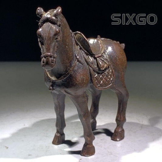 Chinese copper horse table home Ornament Statue Tea Pet collection fortune Luck